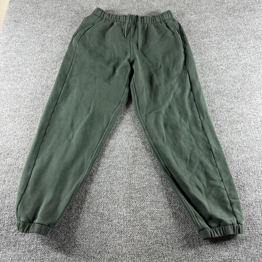 Lululemon Sweatpants Mens M Green Fleece Joggers Elastic Waist LWSG105 Logo